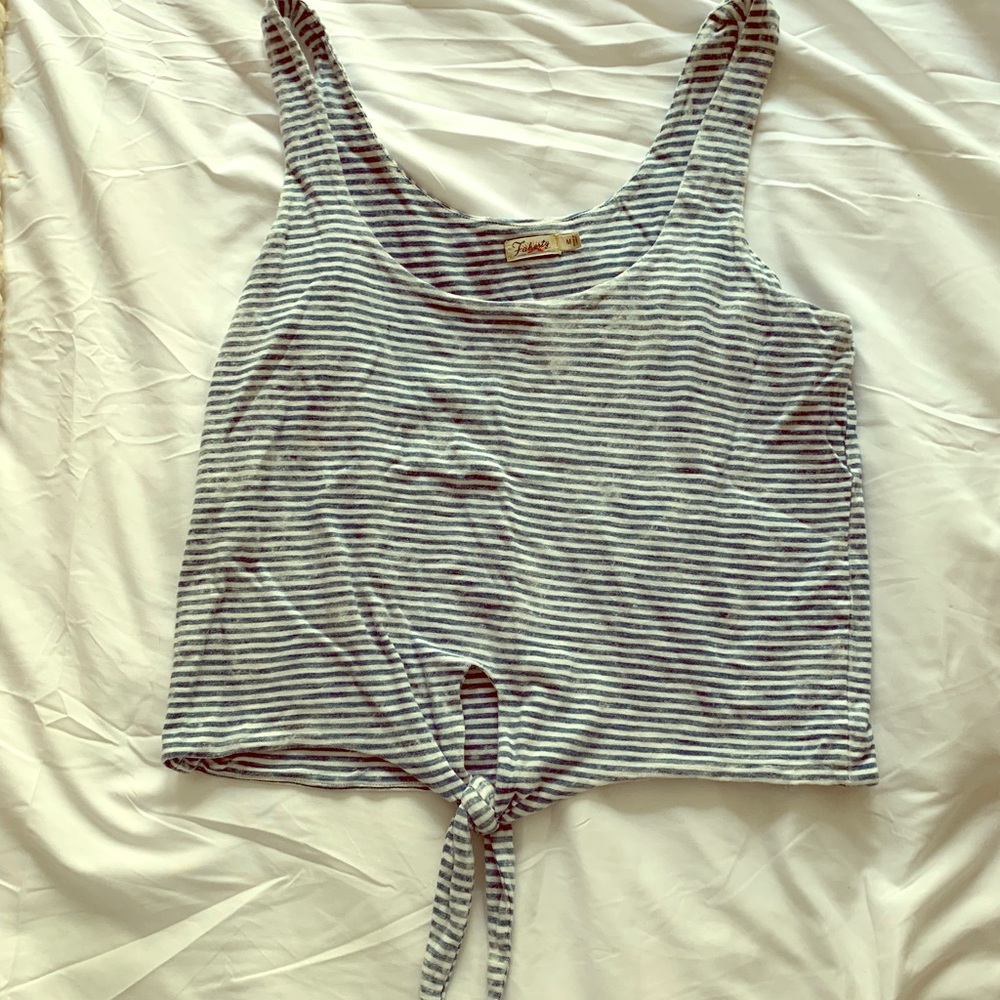 Fatherty blue and white stripped tie tank top